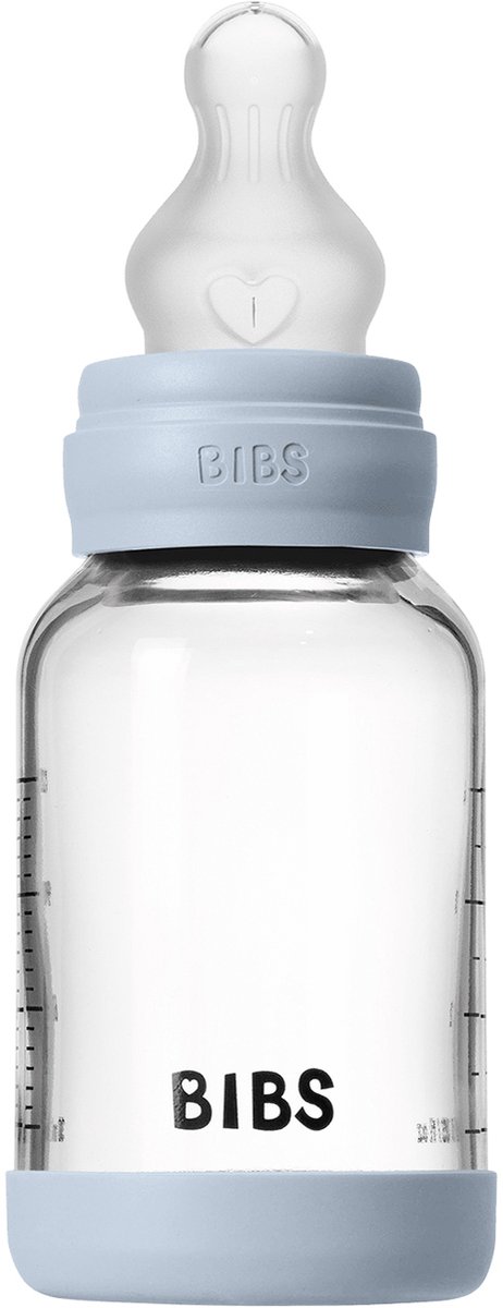 BIBS Fles - Slow Flow - 120 ml - Silicone/Glas - Baby Blue van Merkloos — afbeelding 4