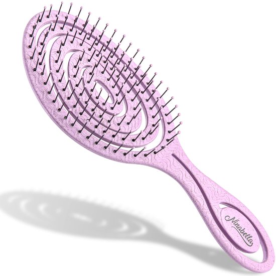 Ninabella haarborstel antiklit dames en heren - Spiraalvormige anti klit borstel - Detangler brush - Stijlborstel voor krullen of steil haar - Fuchsia