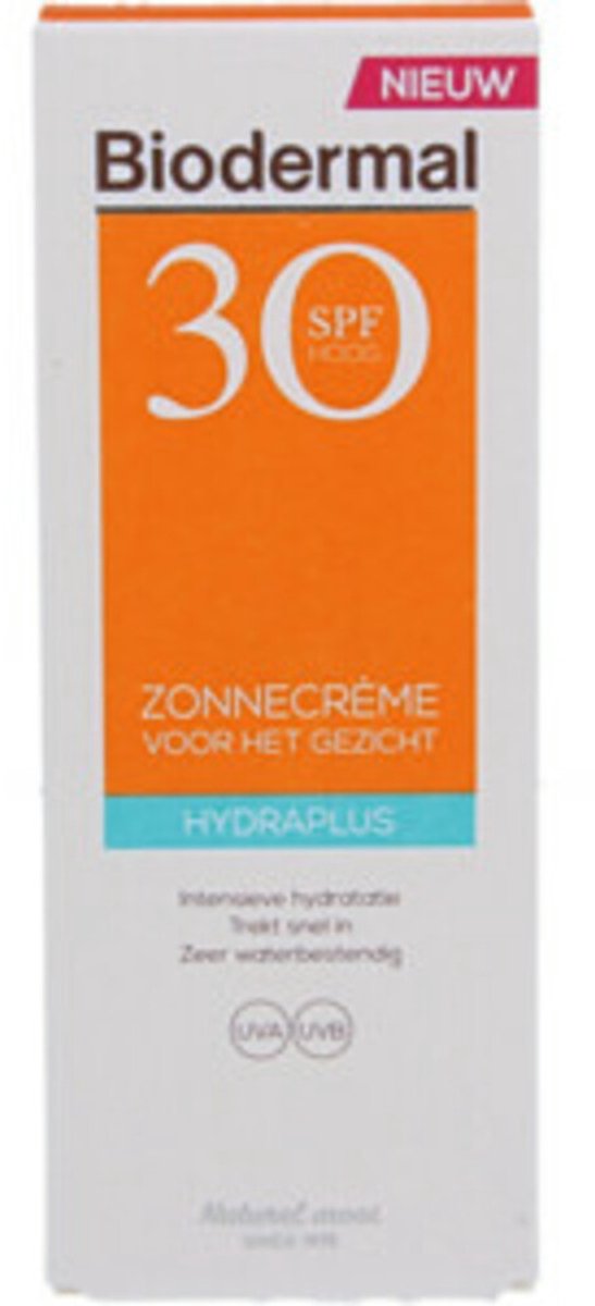 Biodermal Zonnecrème Gezicht Hydraplus SPF 30 - 2 x 50 ml - Voordeelverpakking