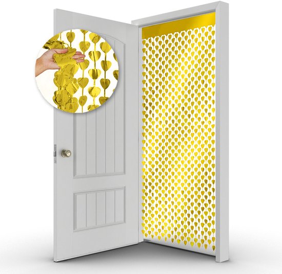 Foto: Hartjes valentijn decoratie valentijn versiering backdrop glittergordijn deurgordijn goud glitter deur folie gordijn