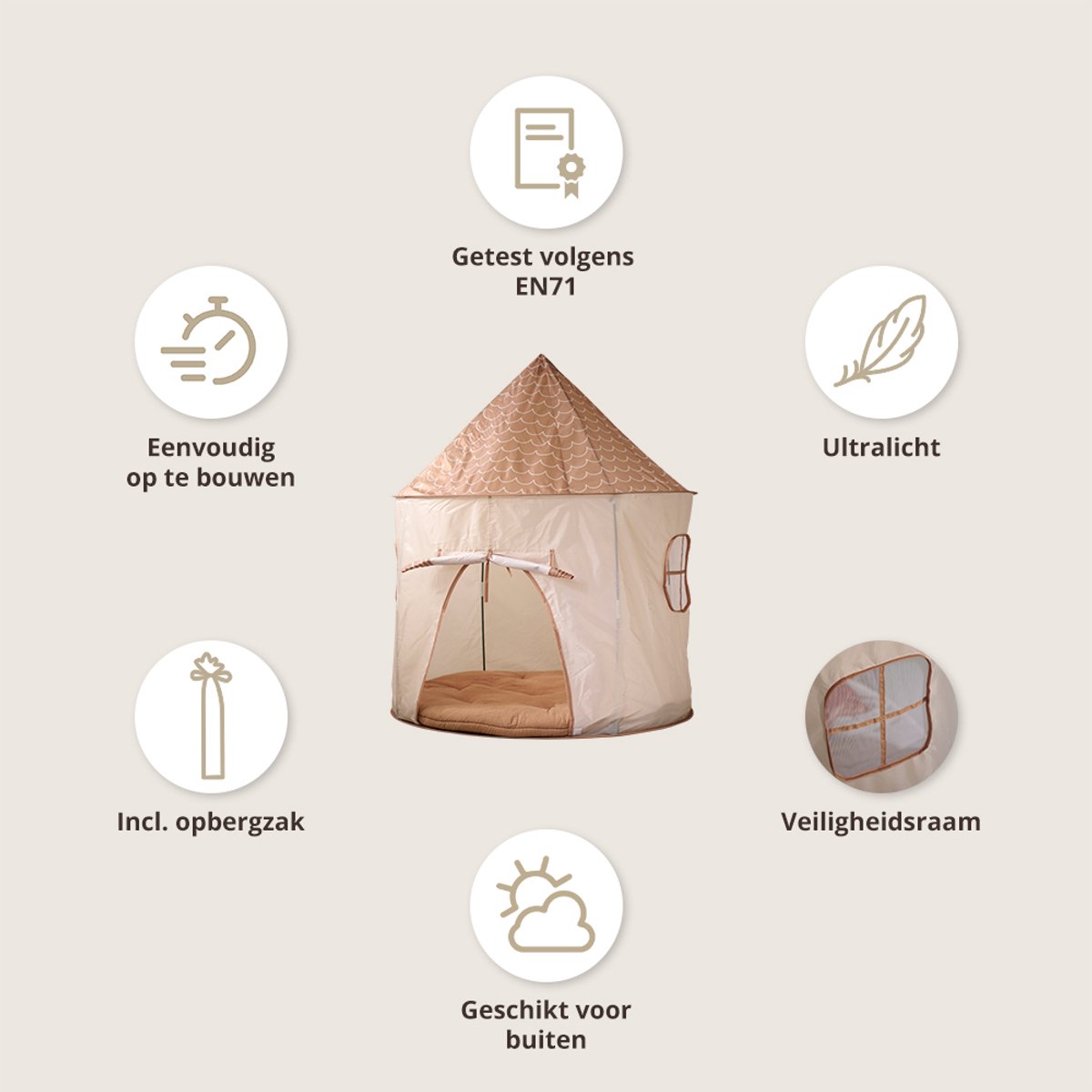 Petite Amélie Speeltent Miel - Inclusief opbergtas - H 1.35 m — cadeau in Spellen & Speelgoed - foto 6
