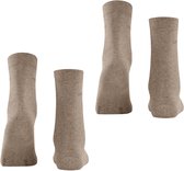 Esprit Basic Easy 2-Pack drukvrije comfort tailleband katoen multipack sokken dames bruin - maat 35-38