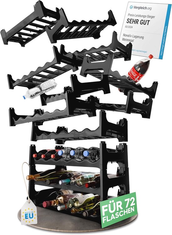 Loods 5 - Wijnrek Vinova zwart 12 flessen 112 cm