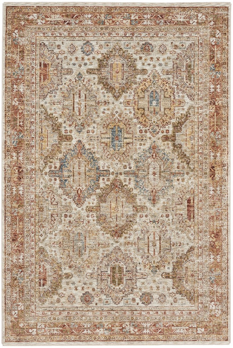 Nourison Sahar Ivory Multicolour SHR01 Vloerkleed - 119 x 180 cm - Veelkleurigcolor - Rechthoekig, Loper - Polyester - Eetkamer, Woonkamer, Slaapkamer - Ethnisch - Vintage, Klassiek