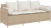 vidaXL - Banc de jardin - 3 places - avec - coussins - poly - rotin - beige