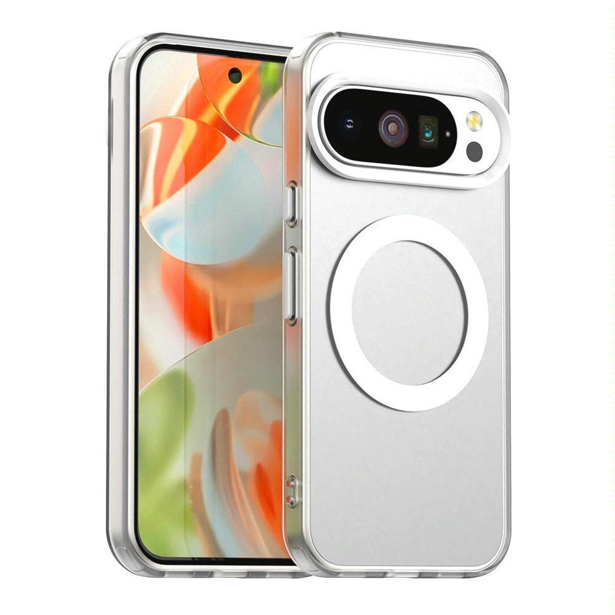 Mobigear Hoesje geschikt voor Google Pixel 10 MagSafe Telefoonhoesje Hardcase | Mobigear Shockproof Backcover | Geschikt voor MagSafe | Geschikt voor Draadloos Opladen met Magnetische Ring | Geschikt voor MagSafe Case - Wit