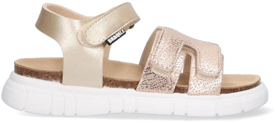 Braqeez 425421-794 Meisjes Platte Sandalen - Goud - Leer - Klittenband