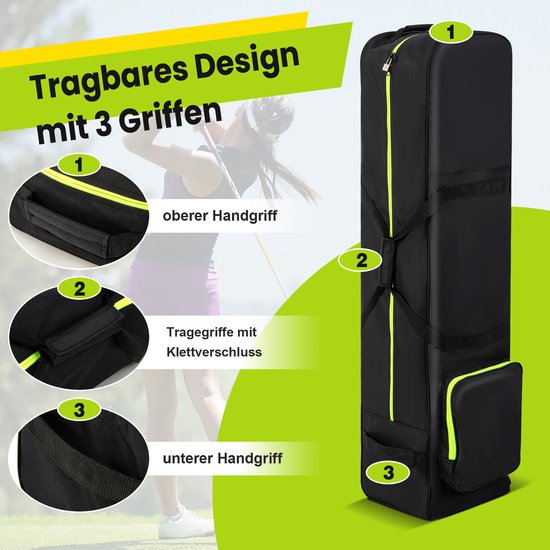 COSTWAY Golfreistas met wielen, opvouwbare golftas voor luchtvaartmaatschappijen met sleutel en opbergtas, golftas, golfclubtas voor reizen en vluchten, 31,5 x 25,5 x 128 cm van Costway — afbeelding 3