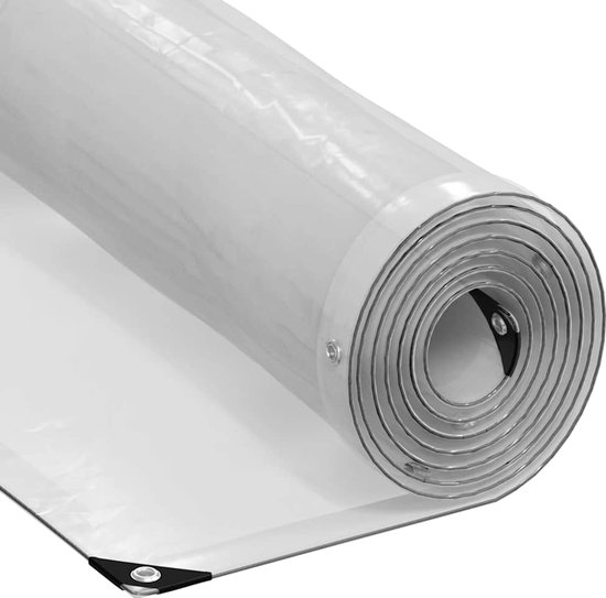 Dekzeil, pvc, transparant, met ingestanste ringen en ritssluiting, waterdicht, met windbescherming en regenbescherming, voor paviljoen, carports, balkons, terrassen (3 x 3 m, 420 g/m²
