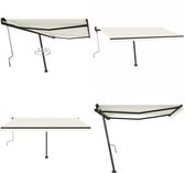 vidaXL Store banne autoportant rétractable manuellement 400 x 350 cm Crème - Store banne rétractable - Auvents rétractables - Store banne rétractable - Auvents rétractable