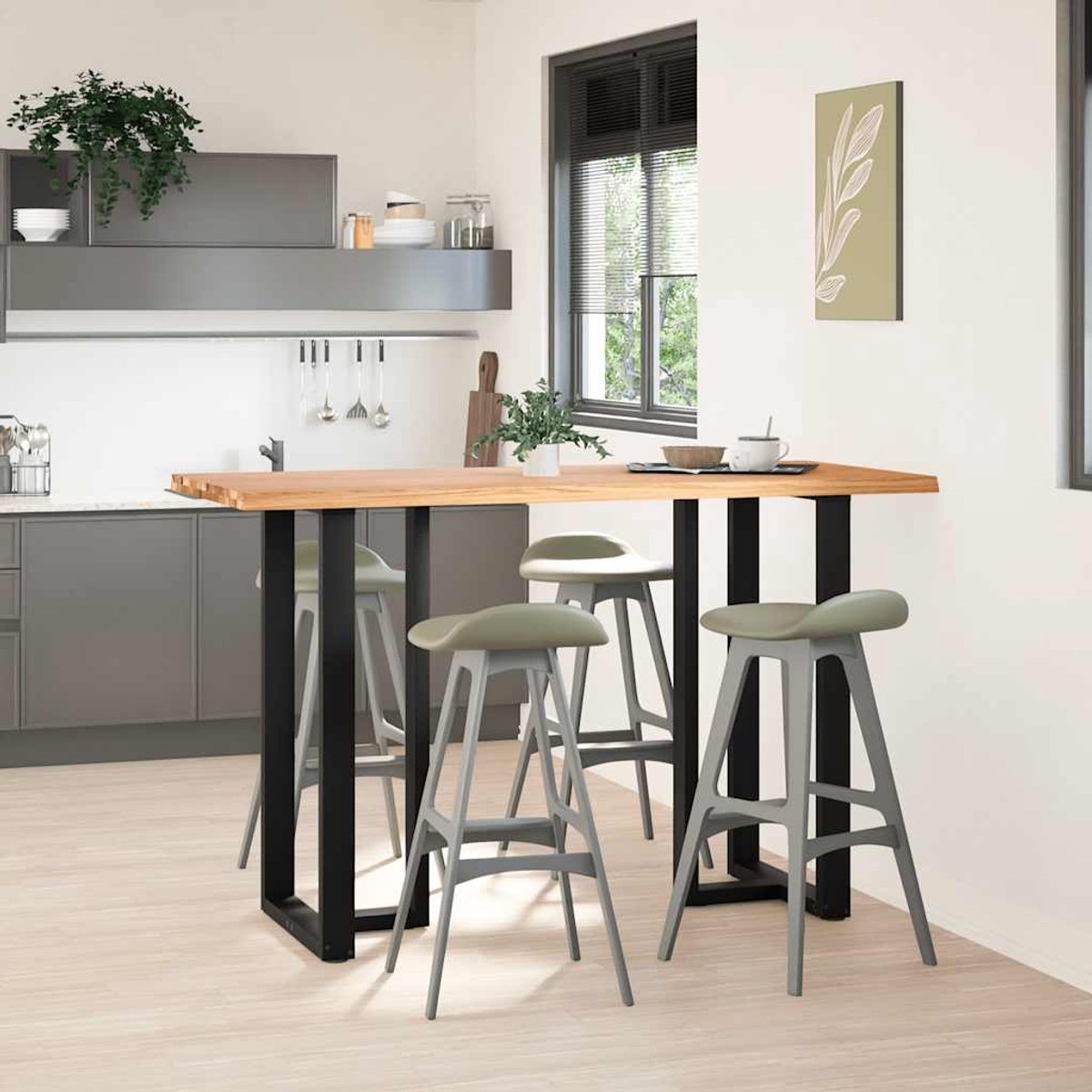 VidaXL Bartafel met natuurlijke rand 180x80x112 cm massief eikenhout Bartafel Bartafels Bartoptafel Pubtafel