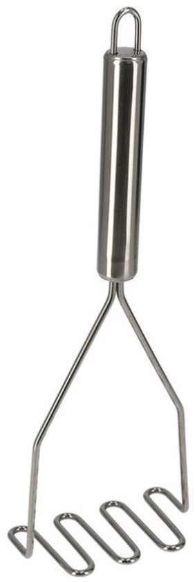 Foto: Gerimport aardappelstamper pureestamper zilver rvs metaal keuken gerei 26 cm hoge kwaliteit