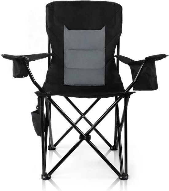 Belle Vous (5 Delige) Zwarte Camping Stoel & Tafel Set - Draagbare, Opvouwbare Stoelen voor Buiten/Binnen Gebruik - Ideaal voor Picknic, BBQ, Tuinfeesten & Reizen