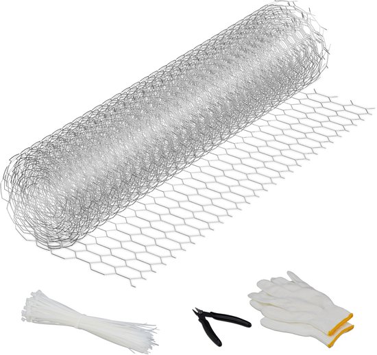 grillage à poules - 5 mètres - 15 x 25 mm - avec pince coupante - galvanisé