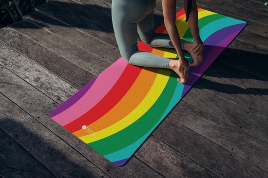Combo Yogamat - 2-in-1 Mat en Handdoek - Ideaal voor Hot Yoga - 1 stuk - Regenboog - Eco Luxe - 3,5 mm van Merkloos — afbeelding 5