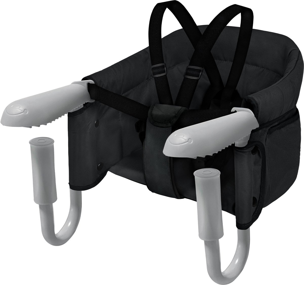 Aufun Tafelstoel Opvouwbare Babystoel, Zitverhoger met Antislipklemmen, Ergonomische Rugleuning, Veiligheidsgordel, Kinderreisstoel voor Thuis en Op Reis (Zwart)