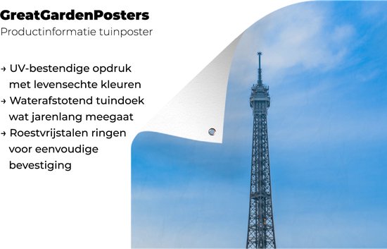 Affiche de jardin La Tour Eiffel avec un environnement très coloré - 30x60 cm - Toile jardin - Affiche extérieure