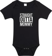 Straight outta mommy cadeau romper zwart voor babys - Moederdag / mama kado / geboorte / kraamcadeau - cadeau voor aanstaande moeder 80 (9-12 maanden)