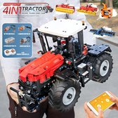 4 in 1 Radiografische JCB Fastrac Trekker - Tractor met Werktuigen! MOC Technic Bouwpakket - Creator - 2716 Bouwstenen - Toy Brick Lighting®