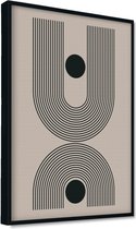 Akoestische panelen - Geluidsisolatie - Akoestische wandpanelen - Akoestisch schilderij AcousticPro® - paneel met grafisch element - Design 8 - basic - 100x70 - zwart- Wanddecorati
