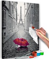 Doe-het-zelf op canvas schilderen - Paris (Red Umbrella).