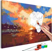 Doe-het-zelf op canvas schilderen - Sunset on the Lake.