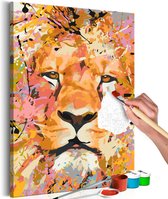 Doe-het-zelf op canvas schilderen - Watchful Lion.