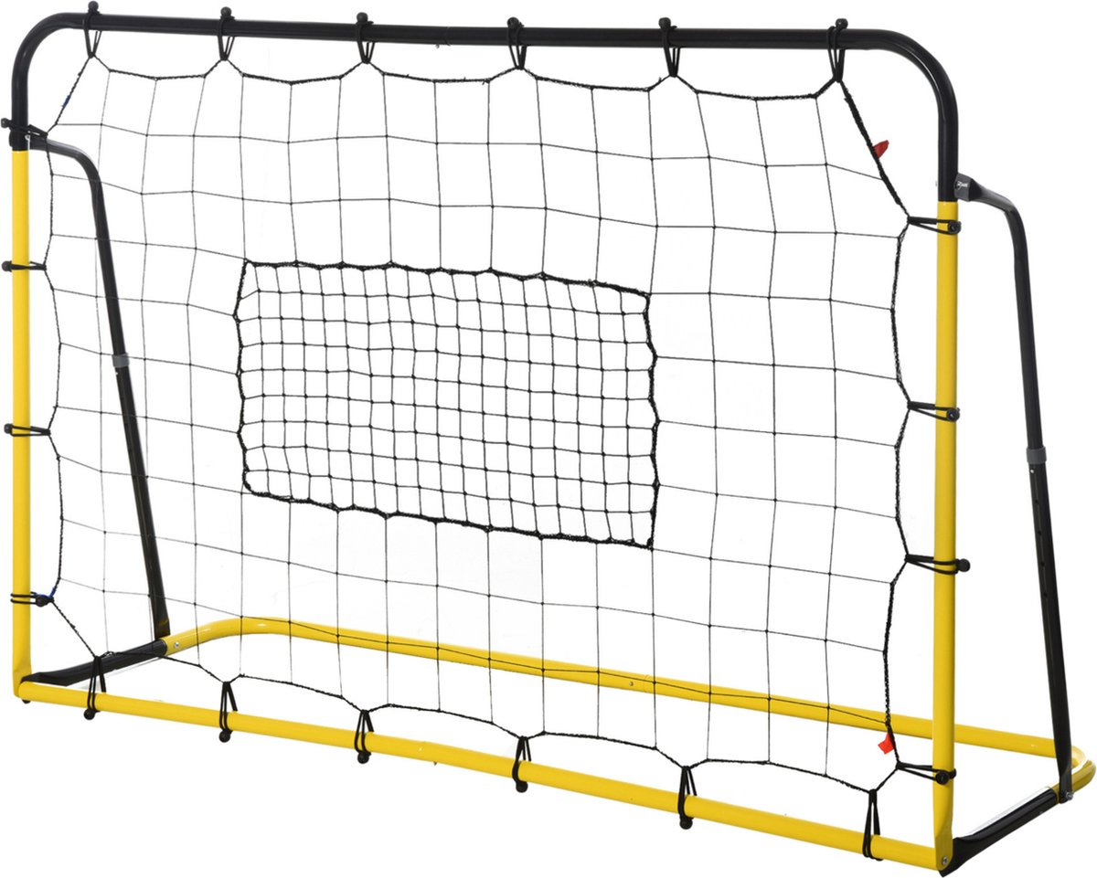 Kickback voetbal Rebounder - Stuitbaltrainer - Verstelbaar -184 x 123 cm - Geel/Zwart