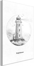 Schilderij - Black and White Lighthouse (1 Part) Vertical.