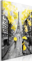 Schilderij - Paris Rendez-Vous (1 Part) Vertical Yellow.