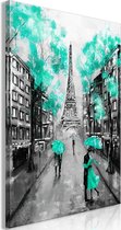 Schilderij - Paris Rendez-Vous (1 Part) Vertical Green.