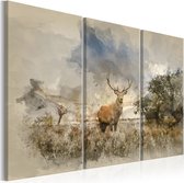 Schilderij - Deer in the Field I.