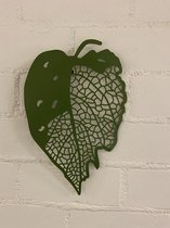 Metalen appel wanddecoratie - groen - hoogte 31 x 21 x 1 cm - Wanddecoratie - Woonaccessoires