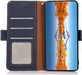 KHAZNEH Samsung Galaxy S22 Plus Hoesje RFID Wallet Echt Leer Blauw