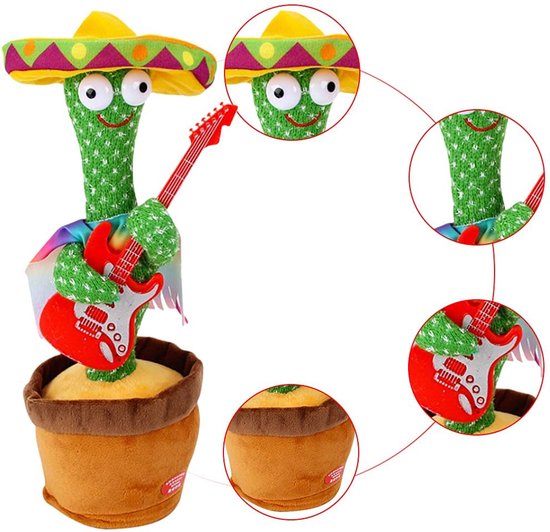 Ferlert Cactus dansant, jouet de cactus parlant, jouet électronique de  cactus dansant avec éclairage, enregistrement de cactus chantant et répétez  vos mots, jouet imitant le cactus (vert A) : : Jeux et