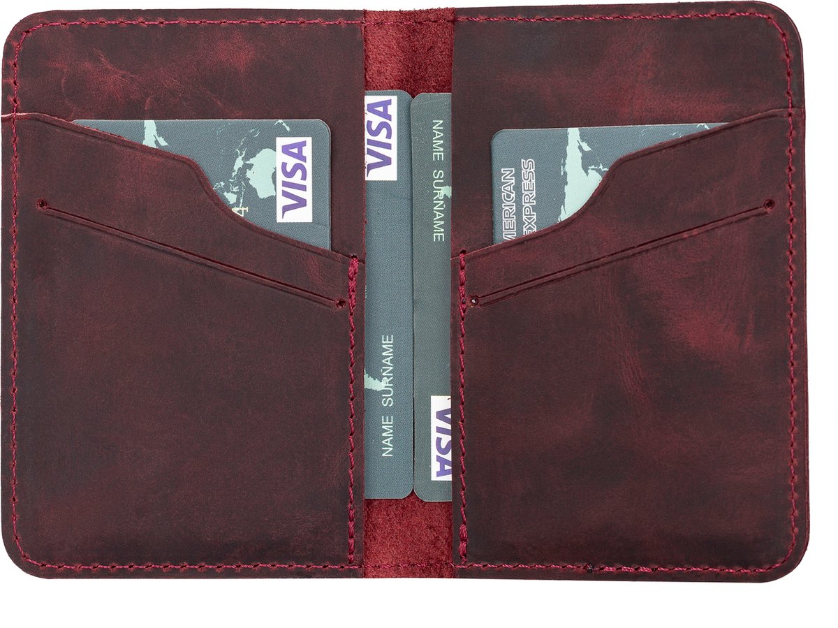 Pulledro echt leer Cardholder Pasjeshouder Portemonnee - Antic Maroon