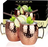 Gehamerd Koperen Moscow Mule Mok 16 Oz - 100% Puure Koperen Cups Met Handvat - Bonus Recepten EBook