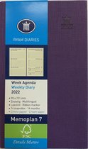 Ryam - Zakagenda - Memoplan 7 Mercury - 2022 - Paars - Week per 2 pagina's - 9x15cm