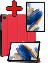 Samsung Galaxy Tab A8 Hoes Book Case Hoesje Met Screenprotector - Samsung Galaxy Tab A8 Hoes Cover - 10,5 inch - Rood