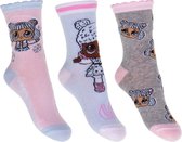 LOL Surprise 3 paar Sokken Pasteltinten - roze / blauw / grijs - maat 23/26