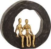 J-Line Figuur Koppel Zit Mangohout/Aluminium Zwart/Goud