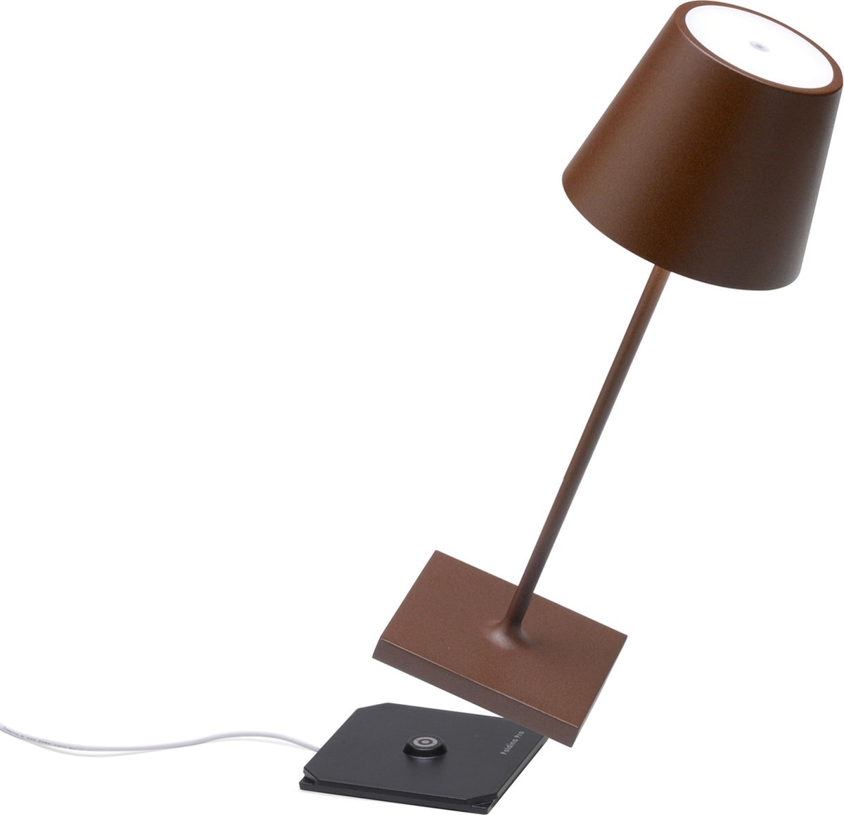 Zafferano - Poldina Pro MINI - Bruin/ Roest - H30cm- Ledlamp - Terraslamp - Bureaulamp – Tafellamp – Snoerloos – Verplaatsbaar – Duurzaam - Voor binnen en buiten – LED - Dimbaar - 2700K – IP54 Spat Waterdicht - USB oplaadbaar