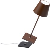Zafferano - Poldina Pro MINI - Bruin/ Roest - H30cm- Ledlamp - Terraslamp - Bureaulamp – Tafellamp – Snoerloos – Verplaatsbaar – Duurzaam - Voor binnen en buiten – LED - Dimbaar -