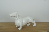 Beeld Teckel - Wit - Raamdecoratie - Hond - Dachshund - Modern Interieur Design - Cadeau - Te Schilderen