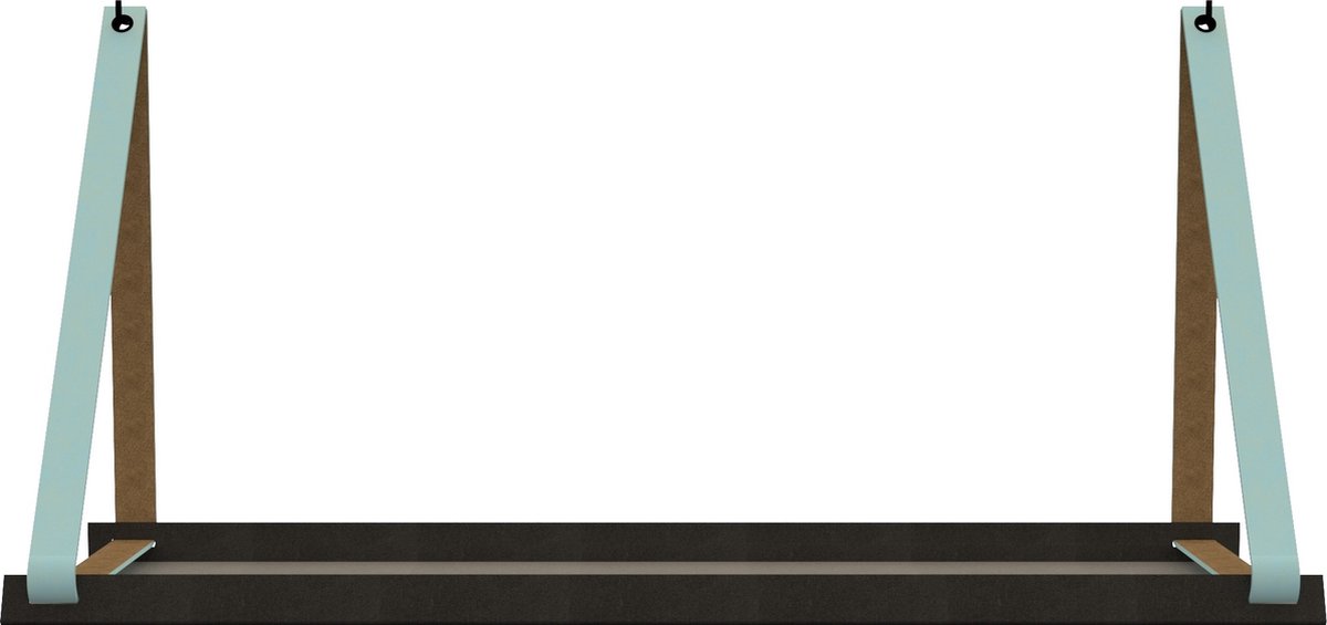 Handles and more Stalen wandplank zwart 70cm + leren plankdragers