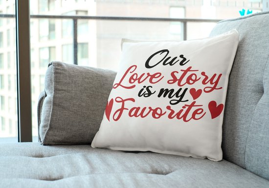 Oreiller Saint-Valentin avec texte : Notre histoire d'amour est ma préférée | cadeau de Saint-Valentin | Décoration de Saint-Valentin | Cadeaux drôles | Cadeau | Coussin