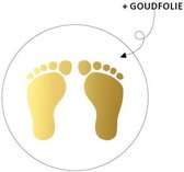 25x Sluitsticker Baby voetjes - Goudfolie - 40 mm -Geboorte Sticker - Sluitzegel - Sticker Geboortekaart - Luxe Sluitzegel