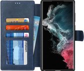 Hoesje RFID Portemonnee Book Case Blauw Geschikt voor Samsung Galaxy S22 Ultra