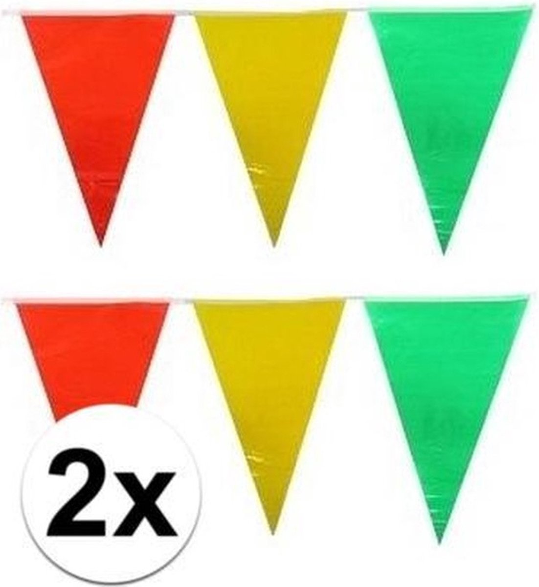 2x Vlaggenlijn Rood- Geel- Groen, totaal 20 meter, Carnaval, Themafeest - Merkloos