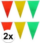 2x Vlaggenlijn Rood- Geel- Groen, totaal 20 meter, Carnaval, Themafeest